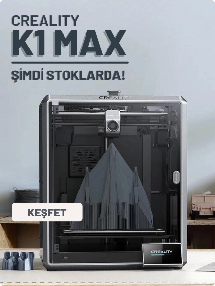 Çok satan Creality K1 Max Yüksek Hızlı Kapalı Kasa Büyük 3D Yazıcı şimdi Robo90'da stoktan teslim!