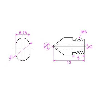 0.2mm Sertleştirilmiş Çelik MK8 Nozzle - 1.75mm - Creality Uyumlu