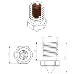 0.4mm E3D V5-V6 High-Speed CHT Pirinç Nozzle - Thumbnail