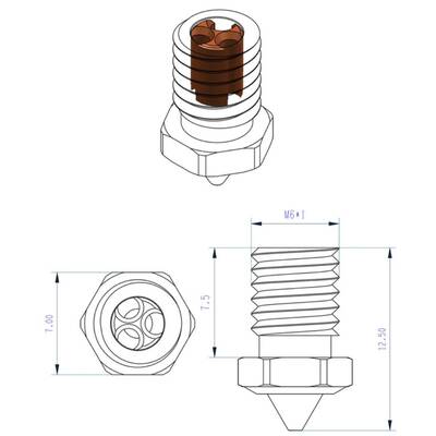 0.4mm E3D V5-V6 High-Speed CHT Pirinç Nozzle