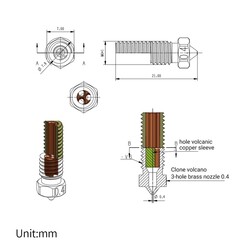 0.4mm E3D Volcano CHT Pirinç Nozzle - 1.75mm - Sidewinder X1 - Thumbnail