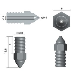 0.4mm High-Speed Nozzle - Ender-3 V3 SE, Ender 5 S1 Uyumlu - Thumbnail