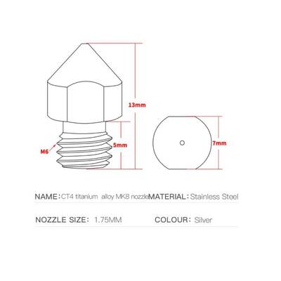 0.4mm MK8 Titanyum Alaşımlı Nozzle - Creality Uyumlu