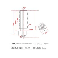 0.5mm E3D Volcano Çelik Nozzle - 1.75mm - Sidewinder X1 - Thumbnail