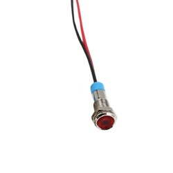 06L-P1 6mm 12-24V Kablolu Metal Sinyal Lambası - Kırmızı - Thumbnail
