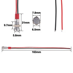 06L-P1 6mm 12-24V Kablolu Metal Sinyal Lambası - Kırmızı - Thumbnail