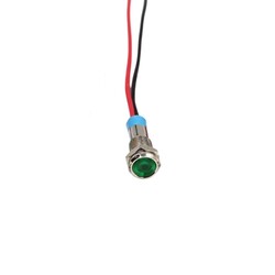 06L-P1 6mm 12-24V Kablolu Metal Sinyal Lambası - Yeşil - Thumbnail