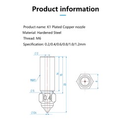 0.6mm Sertleştirilmiş Çelik Creality K1 - K1 Max - CR-M4 Nozzle - Thumbnail