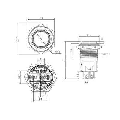 16A-G1-E 16mm Çıkık Yaylı Işıklı Metal Buton - Kırmızı