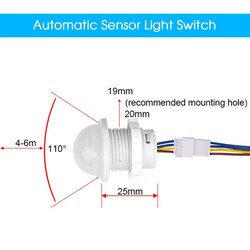 220VAC Hareket Pır Sensörü - Otomatik Lamba Sensörü - Thumbnail
