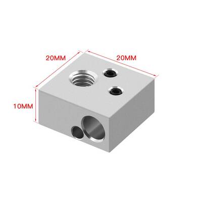 3D Yazıcı 20x20x10mm MK8 Isıtıcı Blok - Metal Sensör Uyumlu