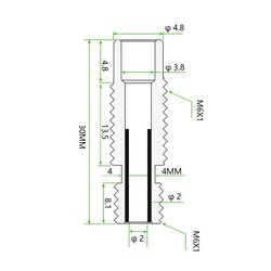 3D Yazıcı E3D V5 M6x30mm Teflonlu Barel - 1.75mm - Thumbnail