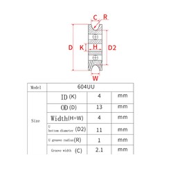 604U U Tip Oluklu Rulman - 4x13x4 - Mk8 Extruder Uyumlu - Thumbnail