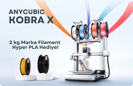 Anycubic Kobra X kampanya 2 adet Marka Filament Hyper PLA hediye!