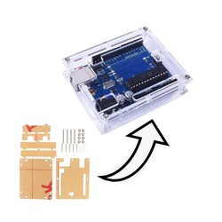 Arduino Uno R3 Uyumlu Pleksi Case - Koruma Kutusu - Şeffaf - Thumbnail