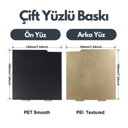 Bambu Lab A1 Mini PEI+PET Kaplı Yay Çeliği Manyetik Tabla - 184x184mm - Çift Yüzlü - Thumbnail