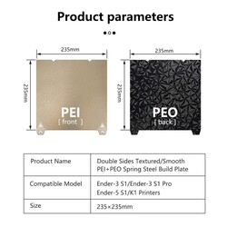 Creality K1 Pei + PEO Kaplı Yay Çeliği Manyetik Tabla - 235x235mm - Çift Yüzlü - Thumbnail