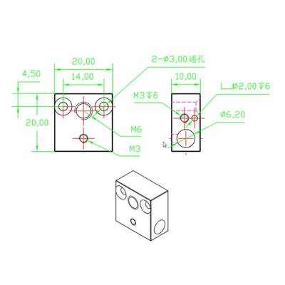 Creality MK8-CR10 Isıtıcı Blok - 20x20x10mm - 400°C - Brass