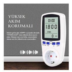 Dijital Wattmetre - Priz Tipi - Elektrik Tüketimi Ölçer - 220V-16A - Thumbnail