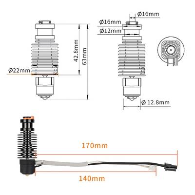 E3D CHC-V6 Radyatör Seramik Full Kit - 24V 50W