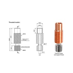 E3D V6 M7x22mm Titanyum Alaşımlı Barel - 1.75mm All Metal - Thumbnail