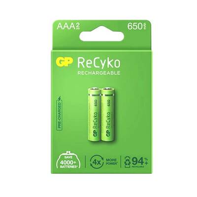 GP Recyko 650 Mah R03 AAA Şarjlı 2li Ince Kalem Pil