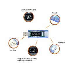 KWS-V20 USB Tester - USB Voltmetre, Ampermetre - Keweisi - Thumbnail