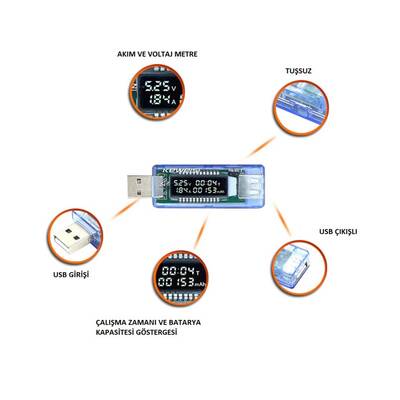 KWS-V20 USB Tester - USB Voltmetre, Ampermetre - Keweisi