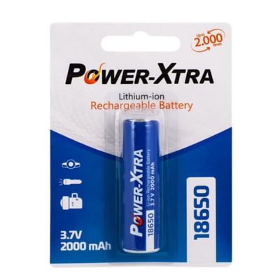 Power-Xtra 18650 - 3.7V 2000 Mah Li-ion Şarjlı Pil - Tekli Blister-Başlı